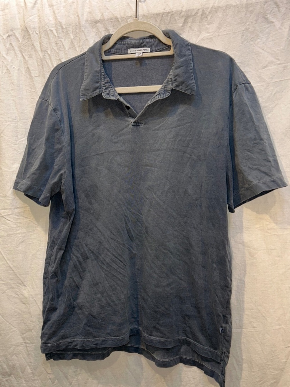 James Perse Standard Chambray washed blue cotton polo shirt 3 L